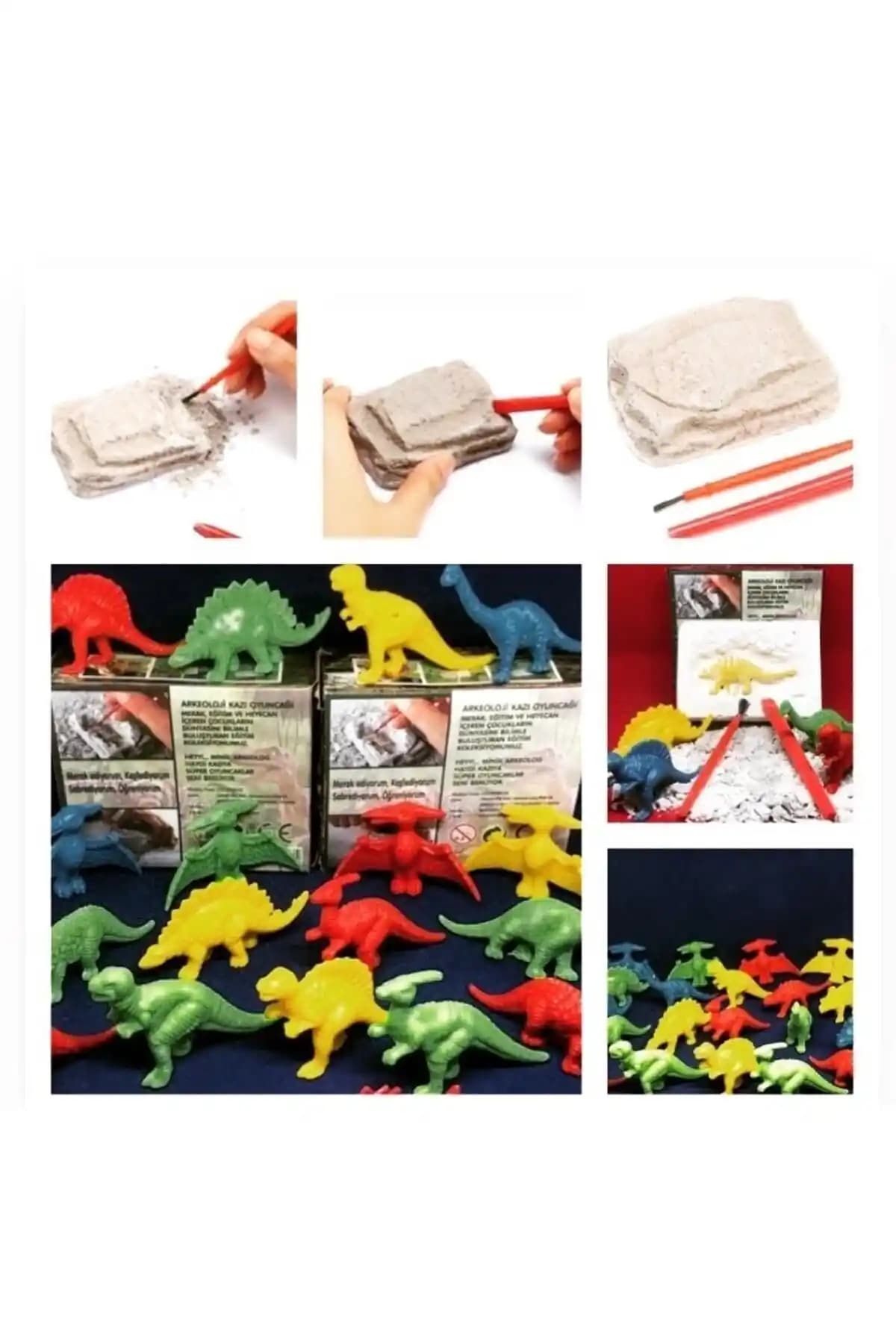 AZİZ OYUNCAK 5'li Dinozor Sürpriz Arkeolojik Kazı Seti Çocuklar İçin Eğitici ve Eğlenceli