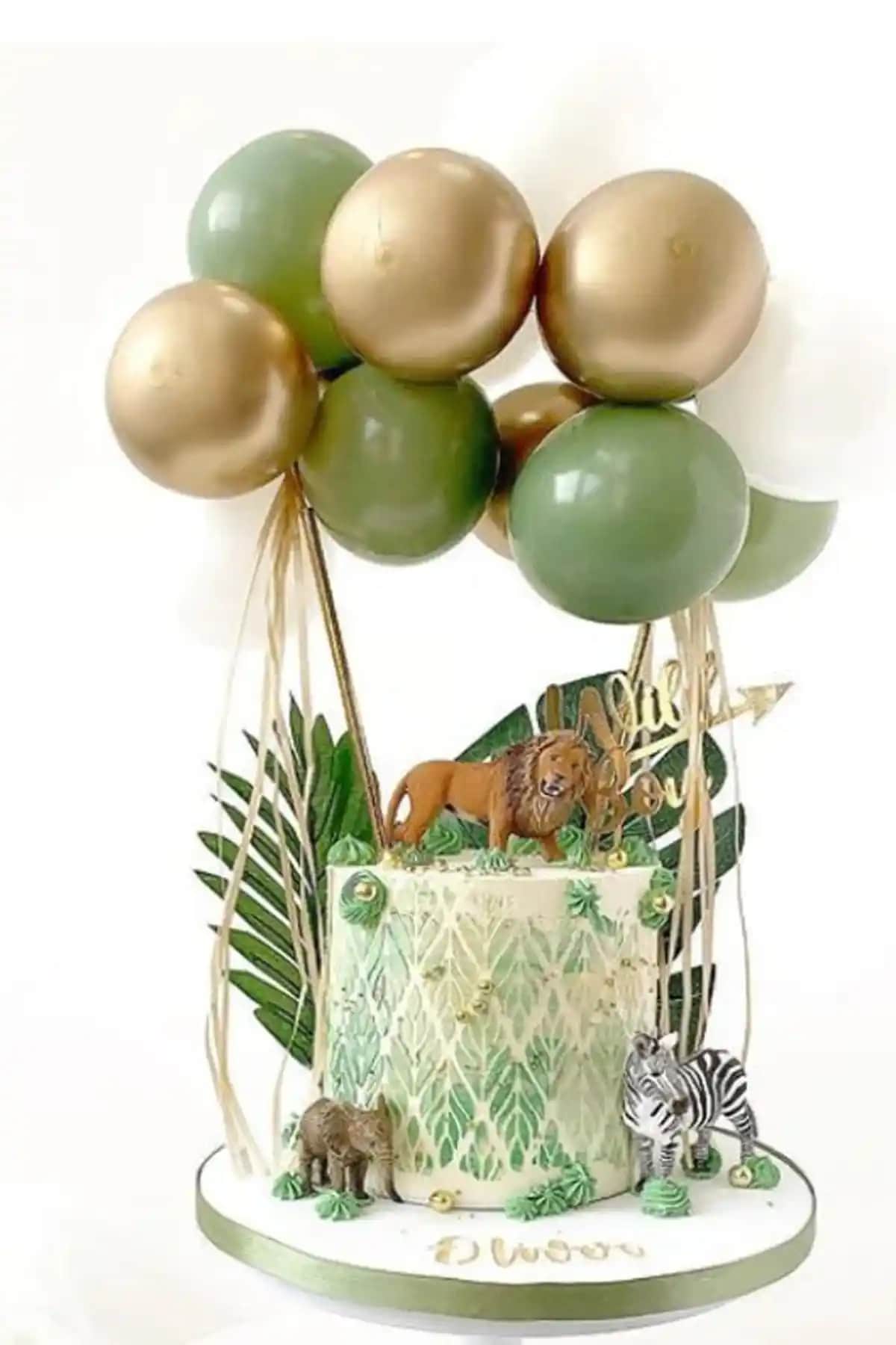 Partifabrik Adaçayı Küf Yeşili Balonlu Pasta Süsü Dekoratif ve Şık Tasarım