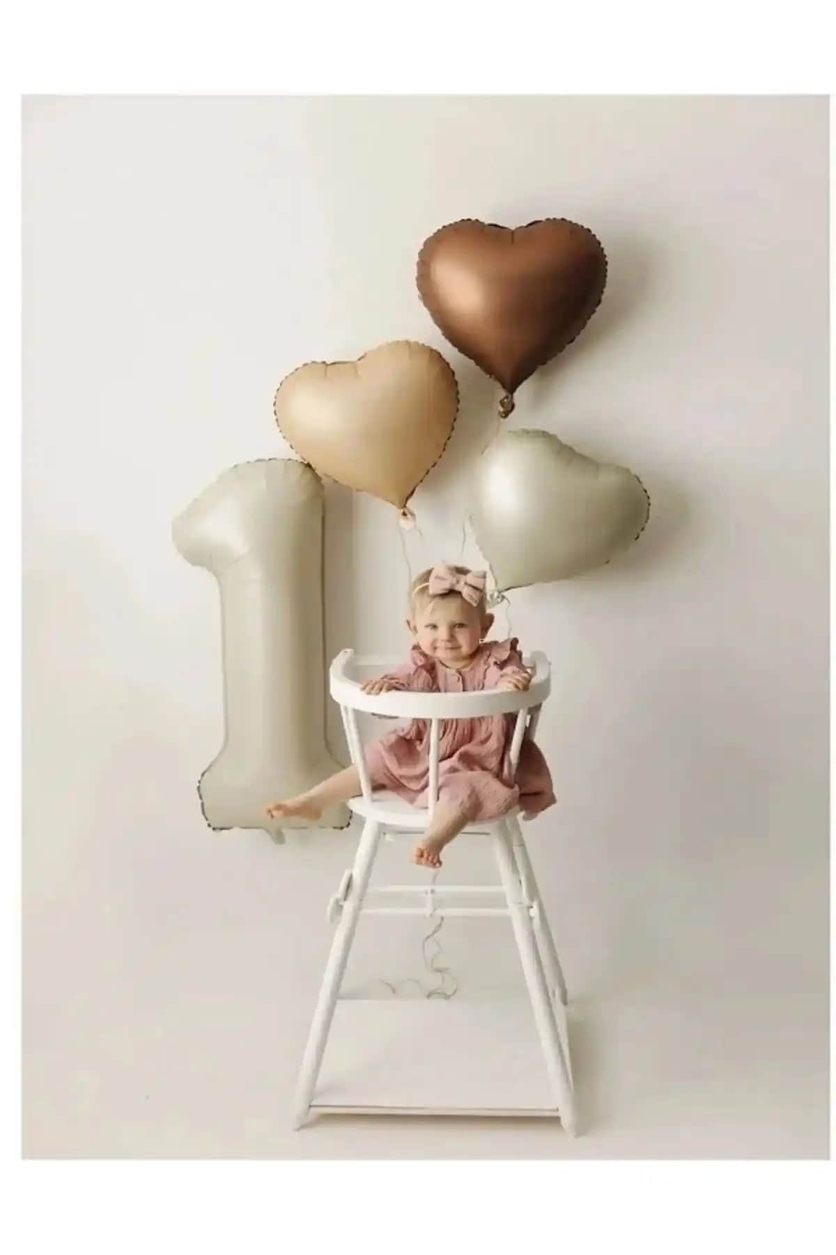 1 Yaş Partisi için Pastel Renklerde Retro Balon Seti Dekorasyon Alternatifleri