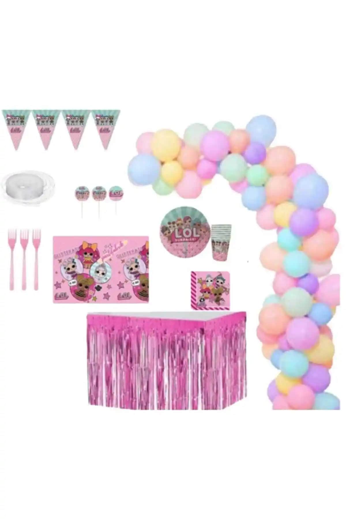 CAVAŞ Sun Hat Lol Bebek 8 Kişilik Lüks Parti Seti Renkli ve Şık Doğum Günü Organizasyonu İçin