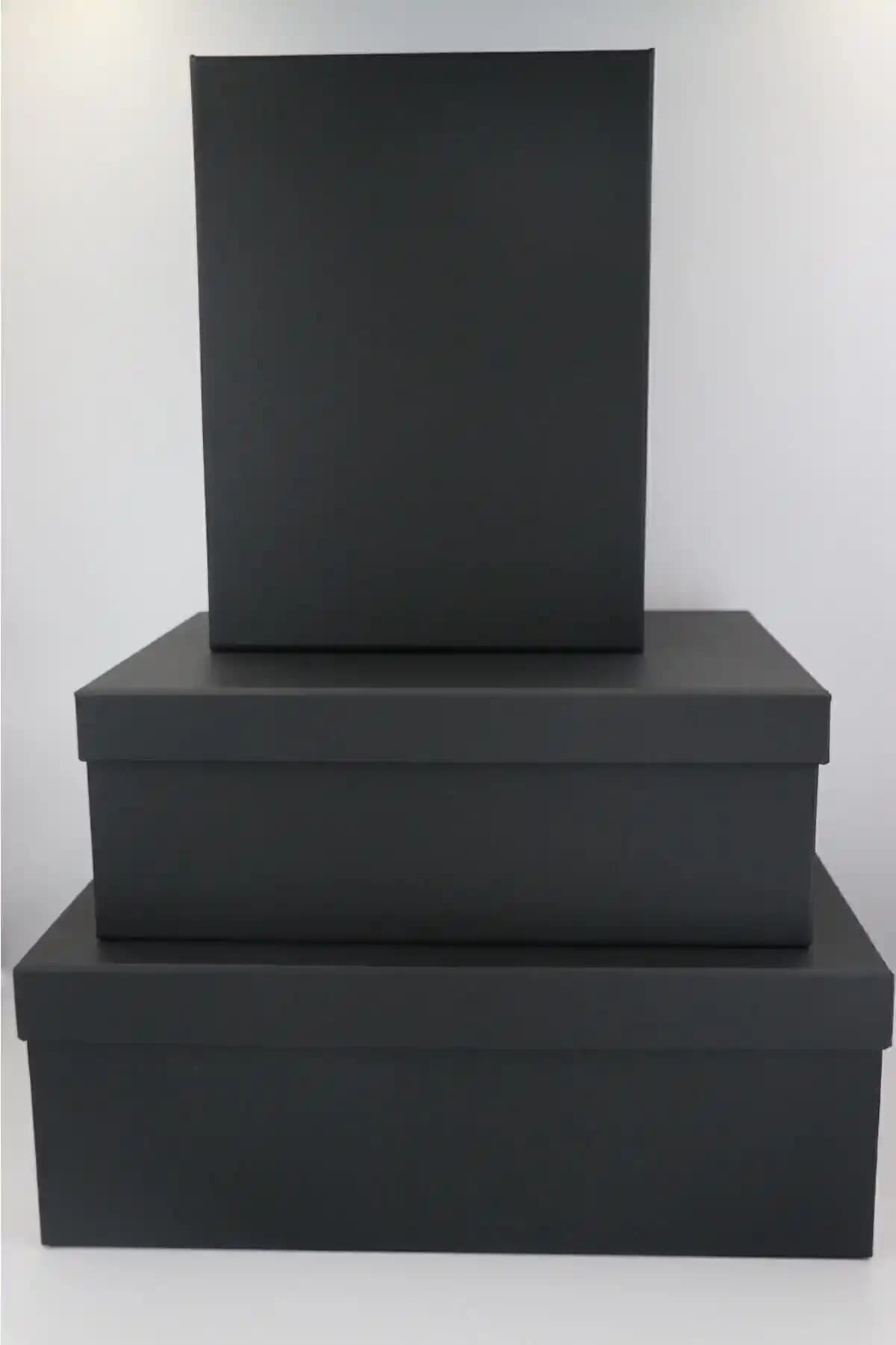 Deryamın Dünyası Siyah 3'lü Dikdörtgen Kutular: Estetik ve Dayanıklı Saklama Çözümleri