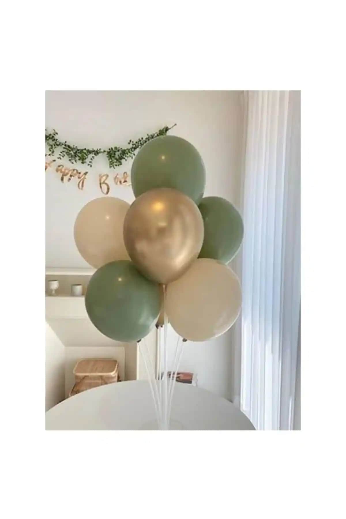 Ekin Süs Balon Seti Küf Yeşili Gold Krom Standlı Kutlama Dekorasyonu İçin