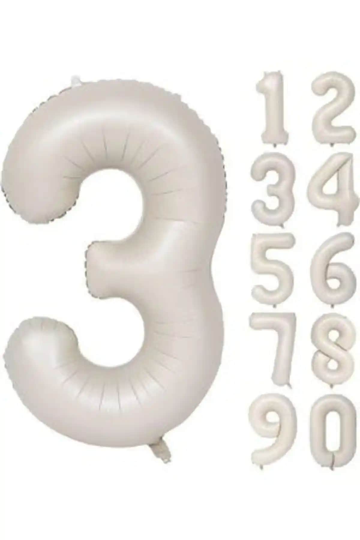 Genel Markalar 3 Yaş 74 Cm Krem Rakam Folyo Balonu ile Temalı Partilere Renk Katın