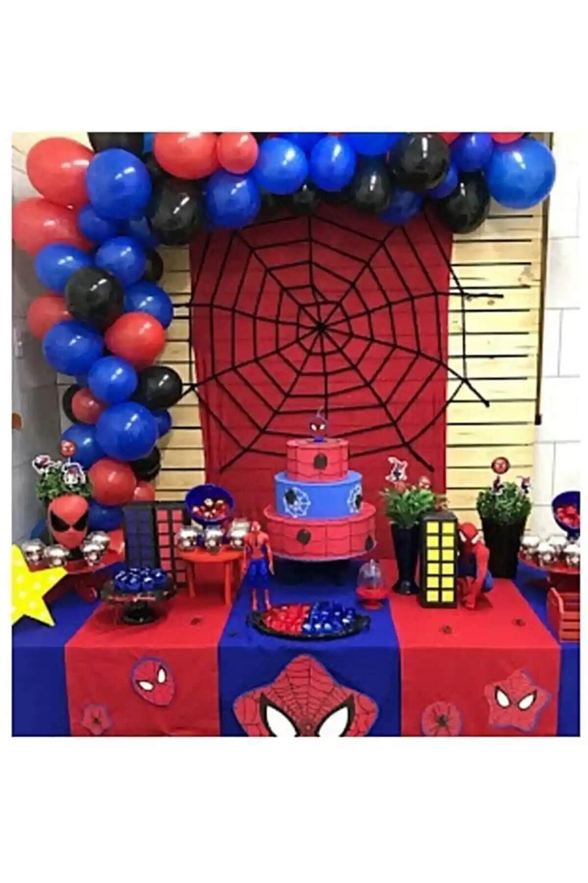 Genel Markalar Spiderman Konsept 100 Adet Renkli Balon ve Dekorasyon Seti