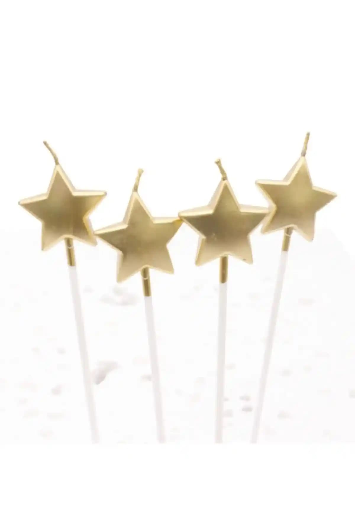 Happyland Doğum Günü Altın Renk Pasta Mumları Yıldız Modeli Şık ve Renkli Kutlamalar İçin