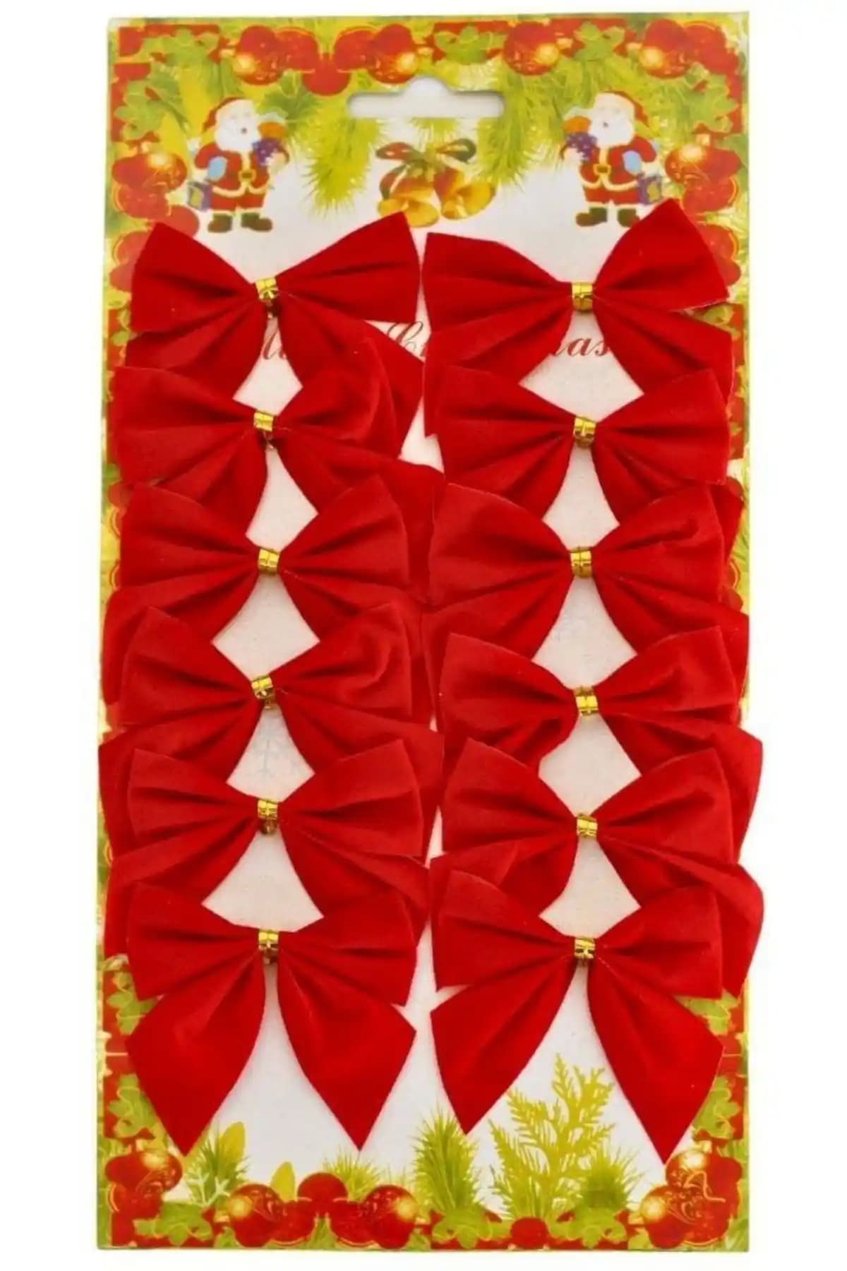 Huzur Party Store 12'li Kadife Fiyonk Yılbaşı Süsü ile Dekorasyonunuzu Zenginleştirin