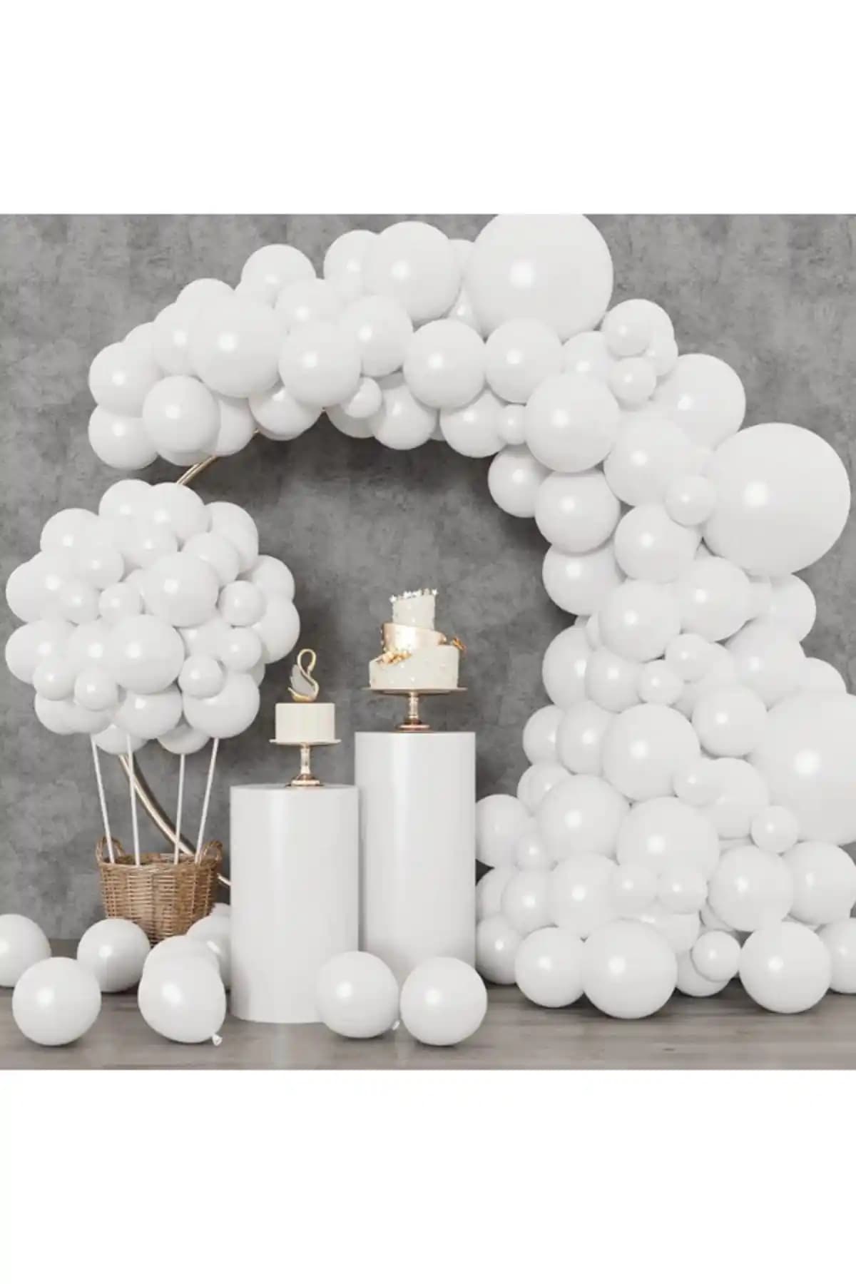 Janissary 30 Adet Beyaz Balon Dekorasyon Paketi - Şık ve Dayanıklı Parti Süsleri