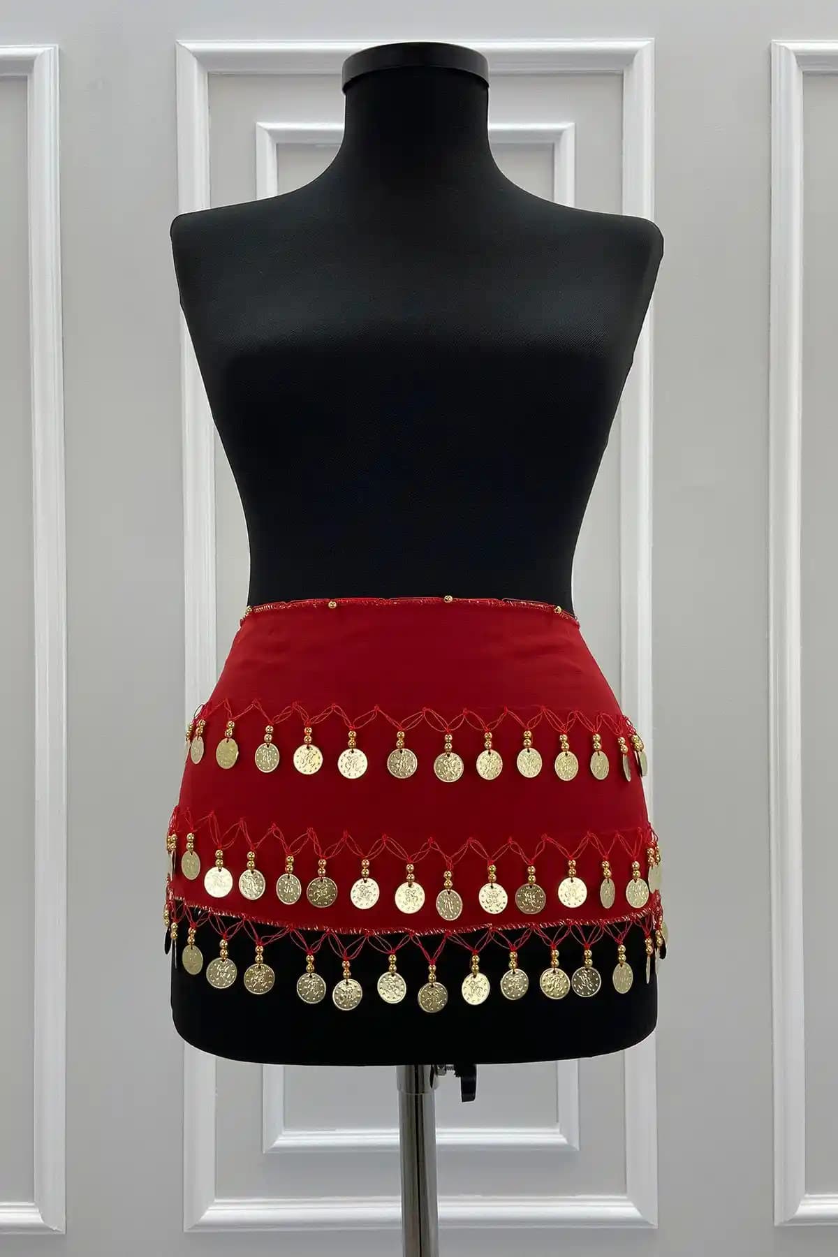 Kırmızı Gold Şakira Orta Doğu Dans Kemeri Sahne ve Özel Günler İçin Şık Aksesuar