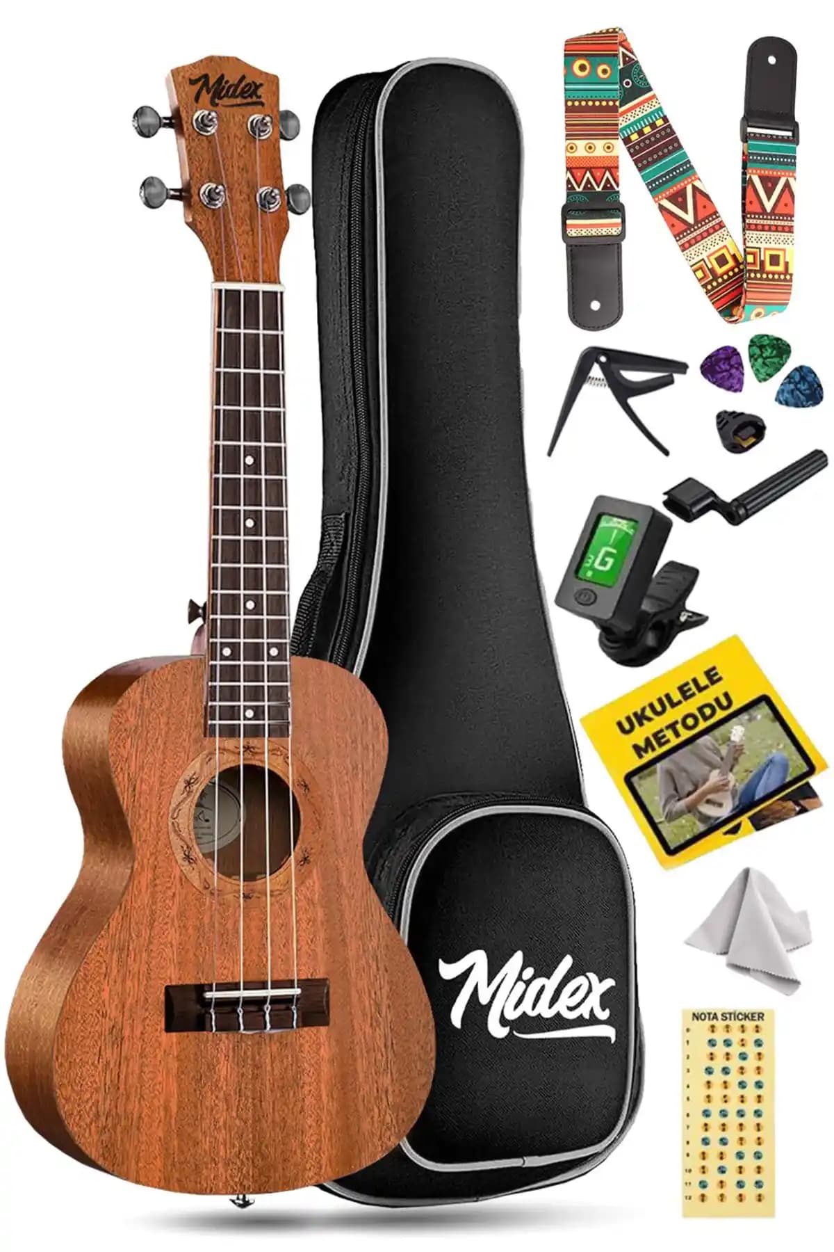 Midex SP-21MC Maun Soprano Ukulele Seti ile Müzik Yolculuğunuzu Başlatın