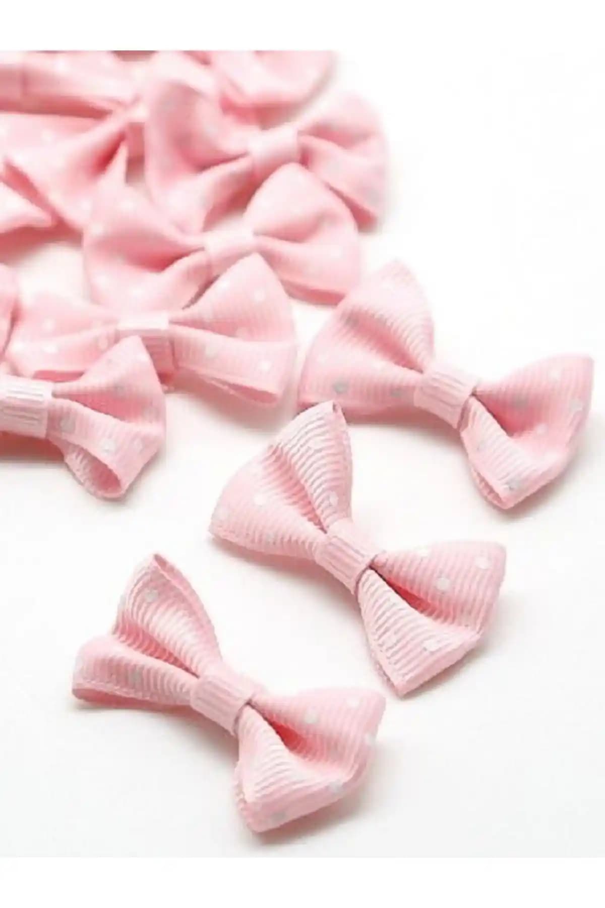 Mini Pembe Papyon Kurdele Aksesuarı 25'li Paket, Şık ve Zarif Tasarım