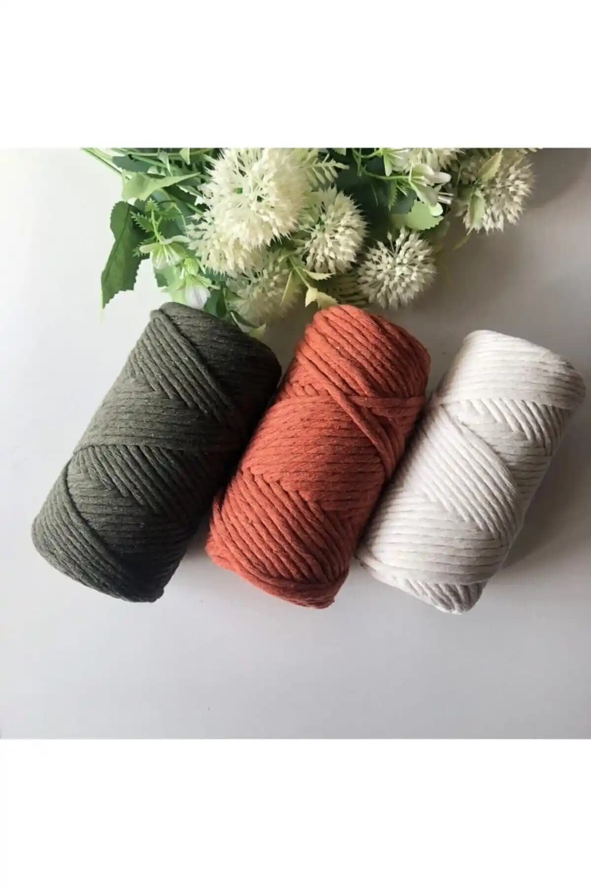 Motif Aksesuar 3'lü Taranabilir Makrome İpi: Renkli ve Dayanıklı Dekoratif Malzeme