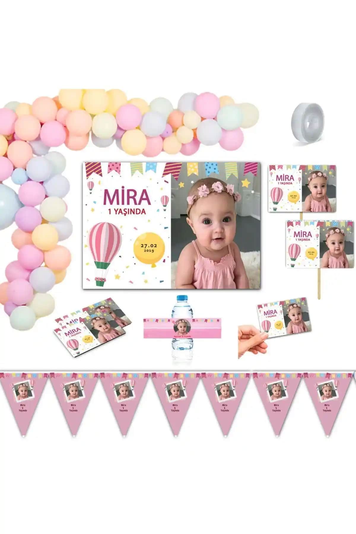 Partimira 1 Yaş Doğum Günü Süsleri Seti Sıcak Hava Balonu Temasıyle Unutulmaz Anlar