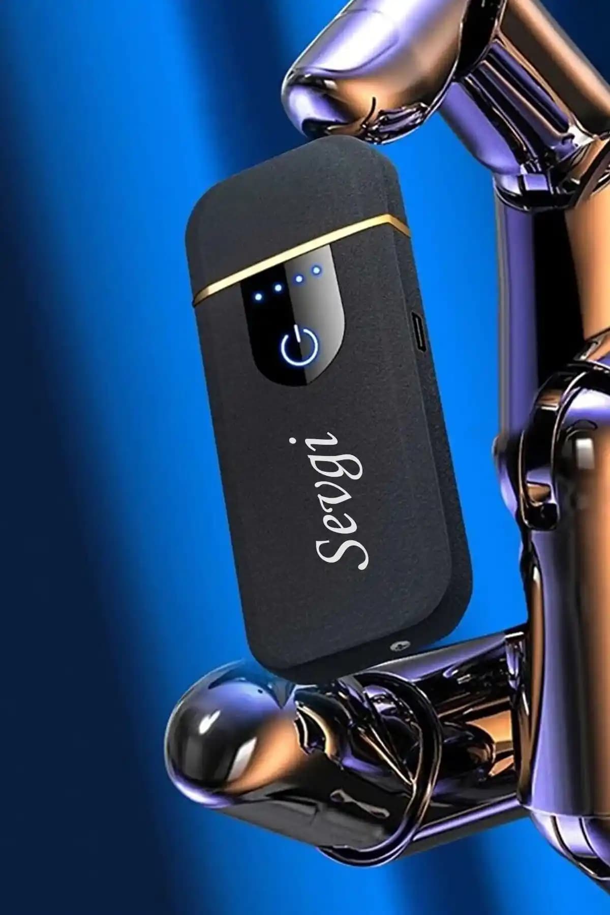 Sevgililer Günü İçin Kişiye Özel USB Şarjlı Siyah Elektronik Çakmak