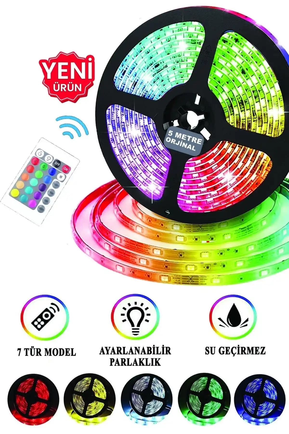YOPIGO 5 MT Kumandalı RGB LED Şerit Işık, Dış Mekan ve İç Mekan Kullanımı