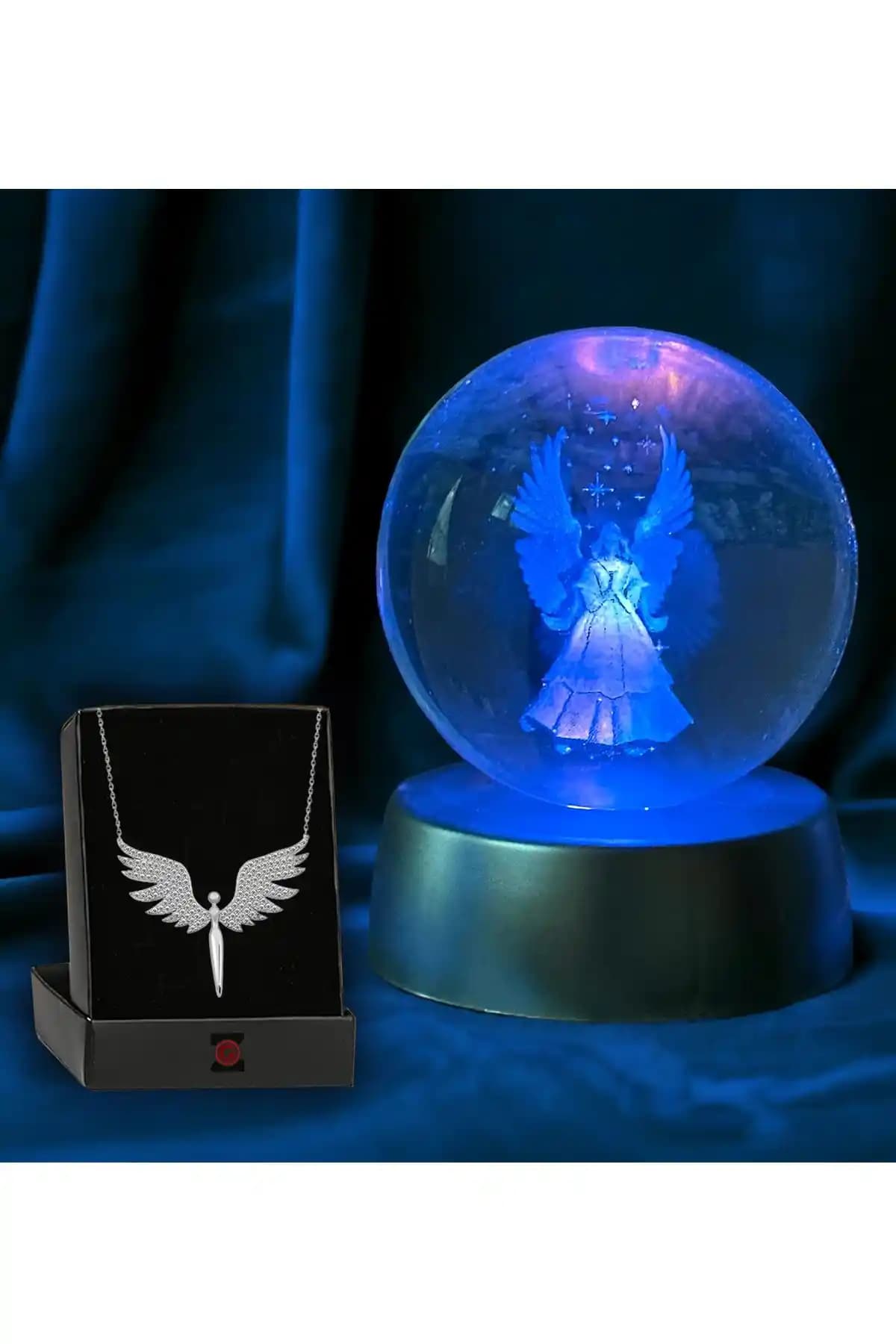 Zemtigo Renk Değiştiren LED Işıklı Melek Cam Küre ve Kolye Dekoratif Ürünler