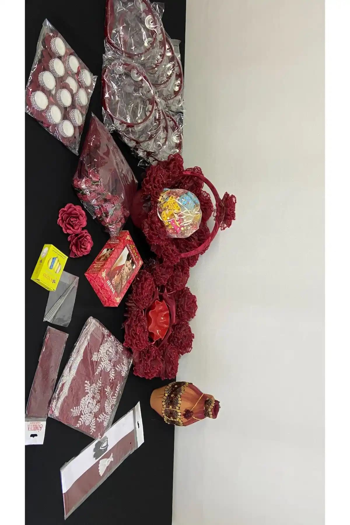 ZEYMERADE Bordo 174 Parça Kına Gecesi Malzemeleri Seti Kaliteli ve Şık Tasarım