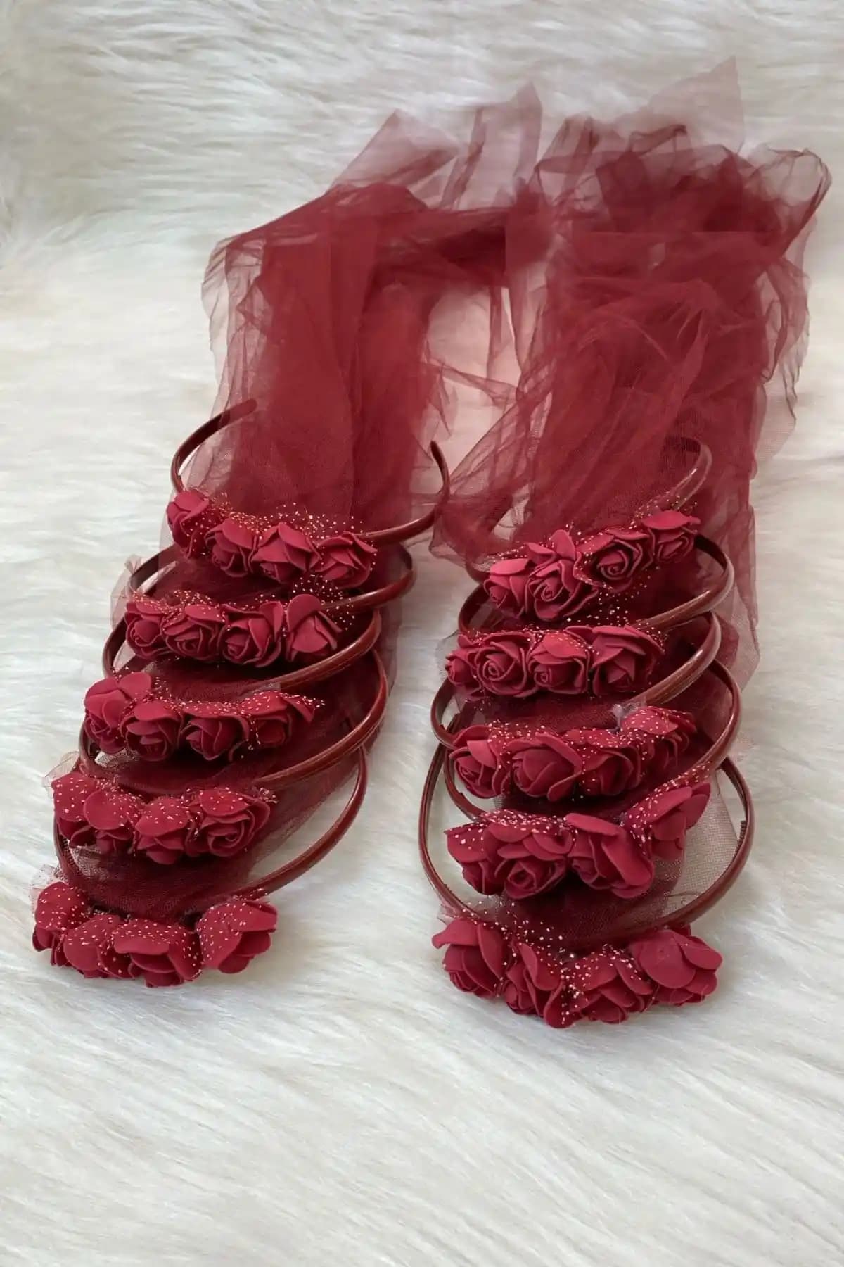 ZEYMERADE Bordo Nedime Taç ile Düğün ve Özel Günlerinizde Şıklık ve Zarafet