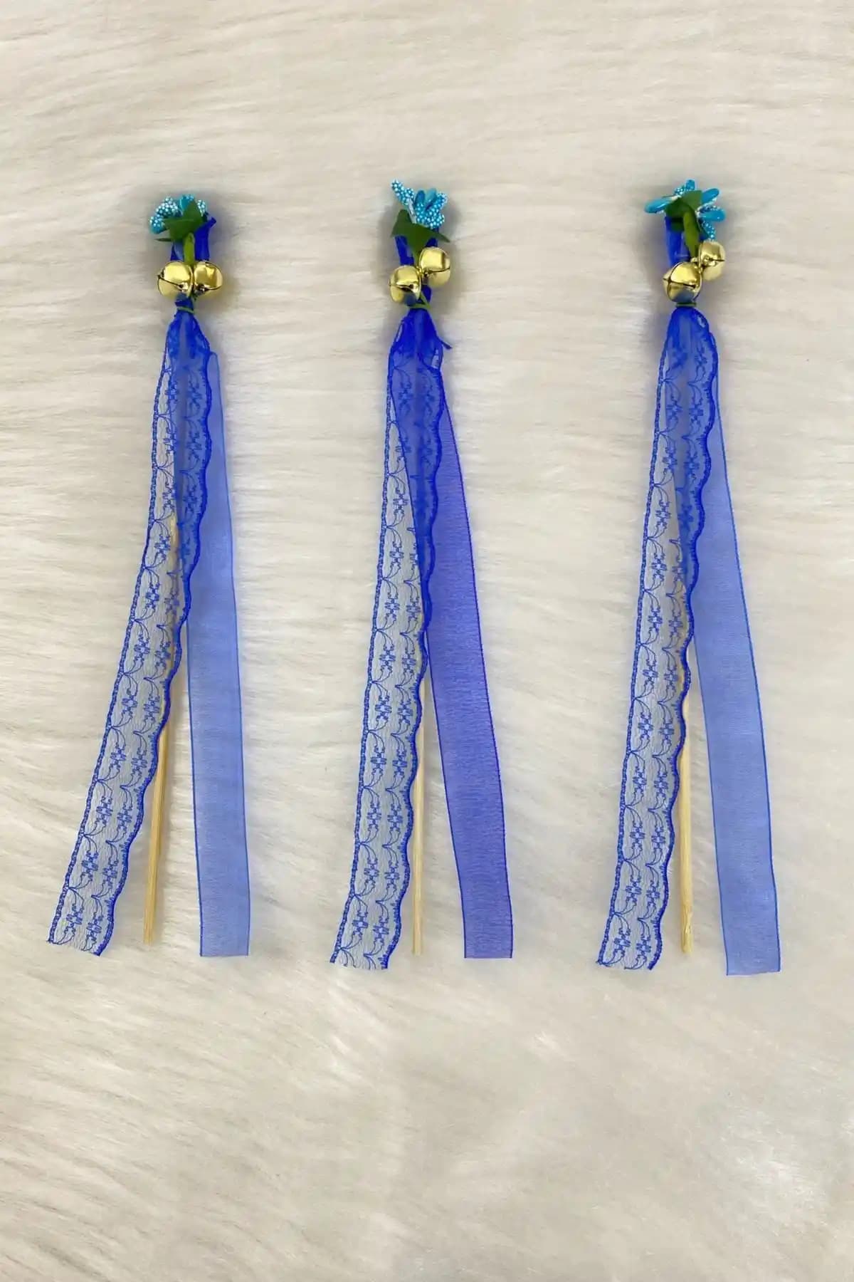 ZEYMERADE Saks Mavi Çubuk Nedime Zili: Düğün ve Kutlamalar İçin Modern Şık Dekorasyon Aracı