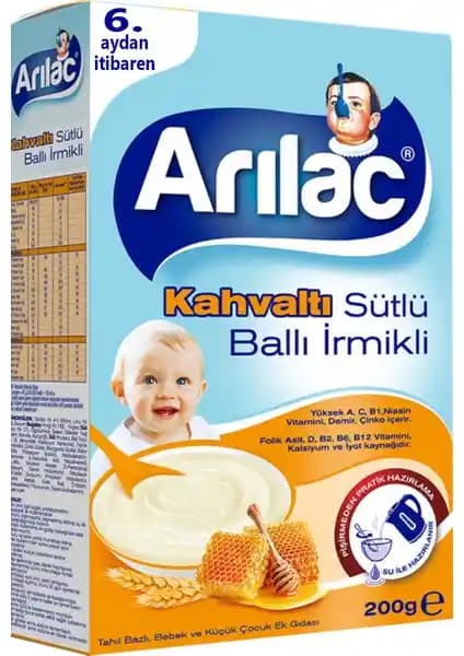 Arılac Kahvaltı Sütlü Ballı İrmikli Bebek ve Çocuk Ek Gıdası 200g Sağlıklı ve Lezzetli Alternatif