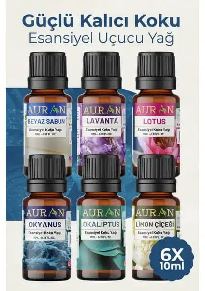 Auran Fresh Set Saf Kokusuz Esansiyel Uçucu Yağlar Aromaterapi ve Ortam Düzenleme