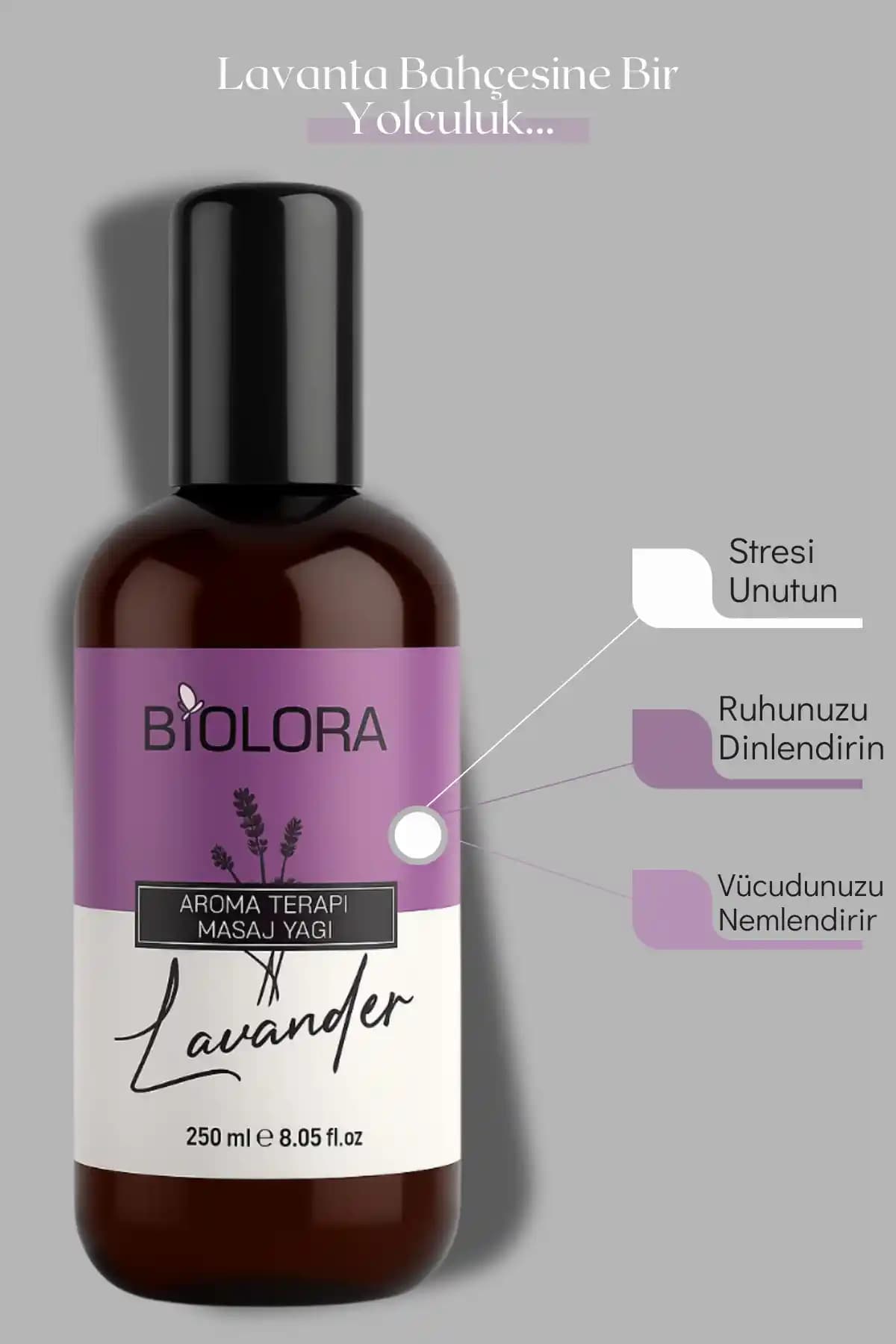 Biolora Lavanta Aromaterapi Vücut Masaj ve Spa Yağı Doğal Rahatlatıcı ve Çok Yönlü Kullanım