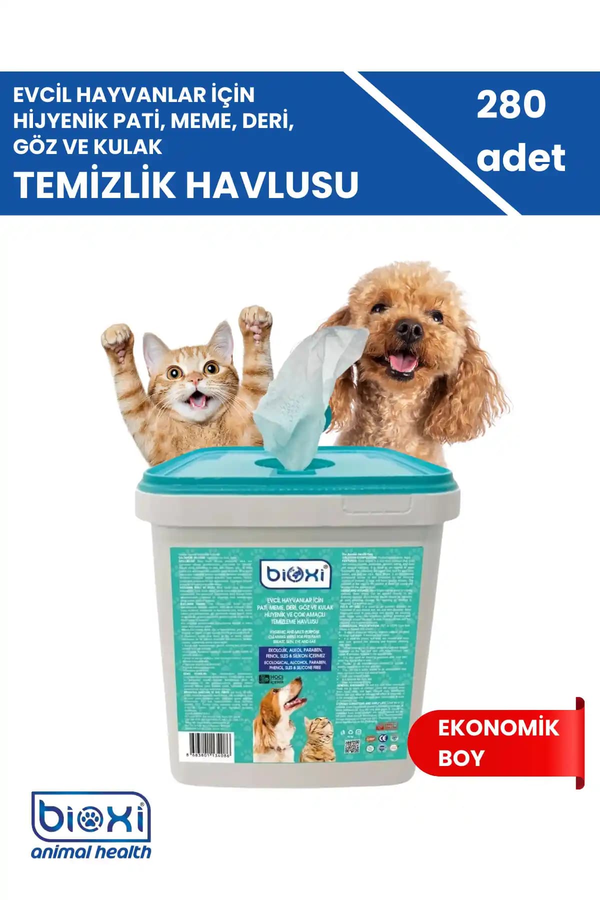 Bioxi Çok Amaçlı Evcil Hayvan Temizleme Mendili Güvenli ve Doğal İçeriklerle Günlük Bakım