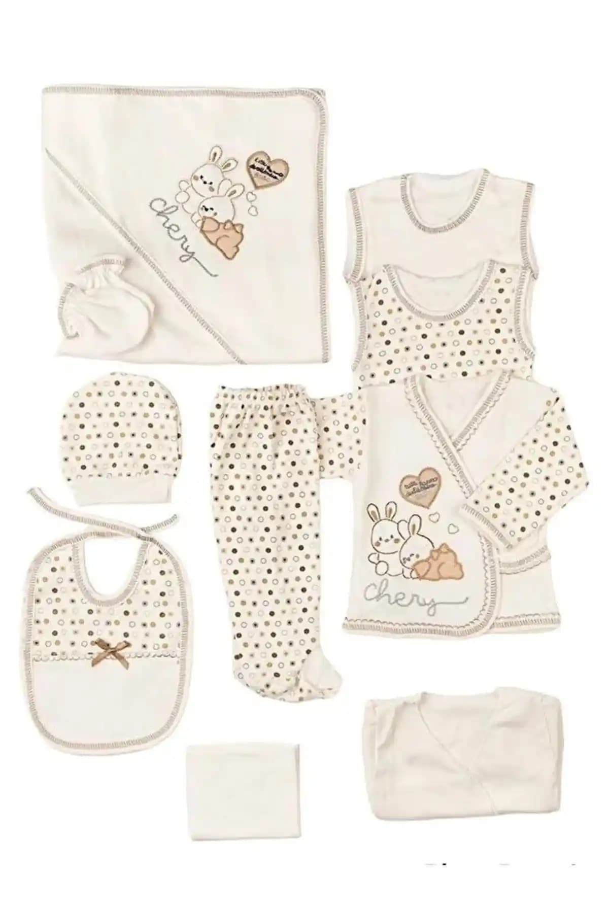 Bombinoo 10 Parça Yenidoğan Hastane Çıkışı Zıbın Seti Organik Pamuk Konforlu ve Dayanıklı