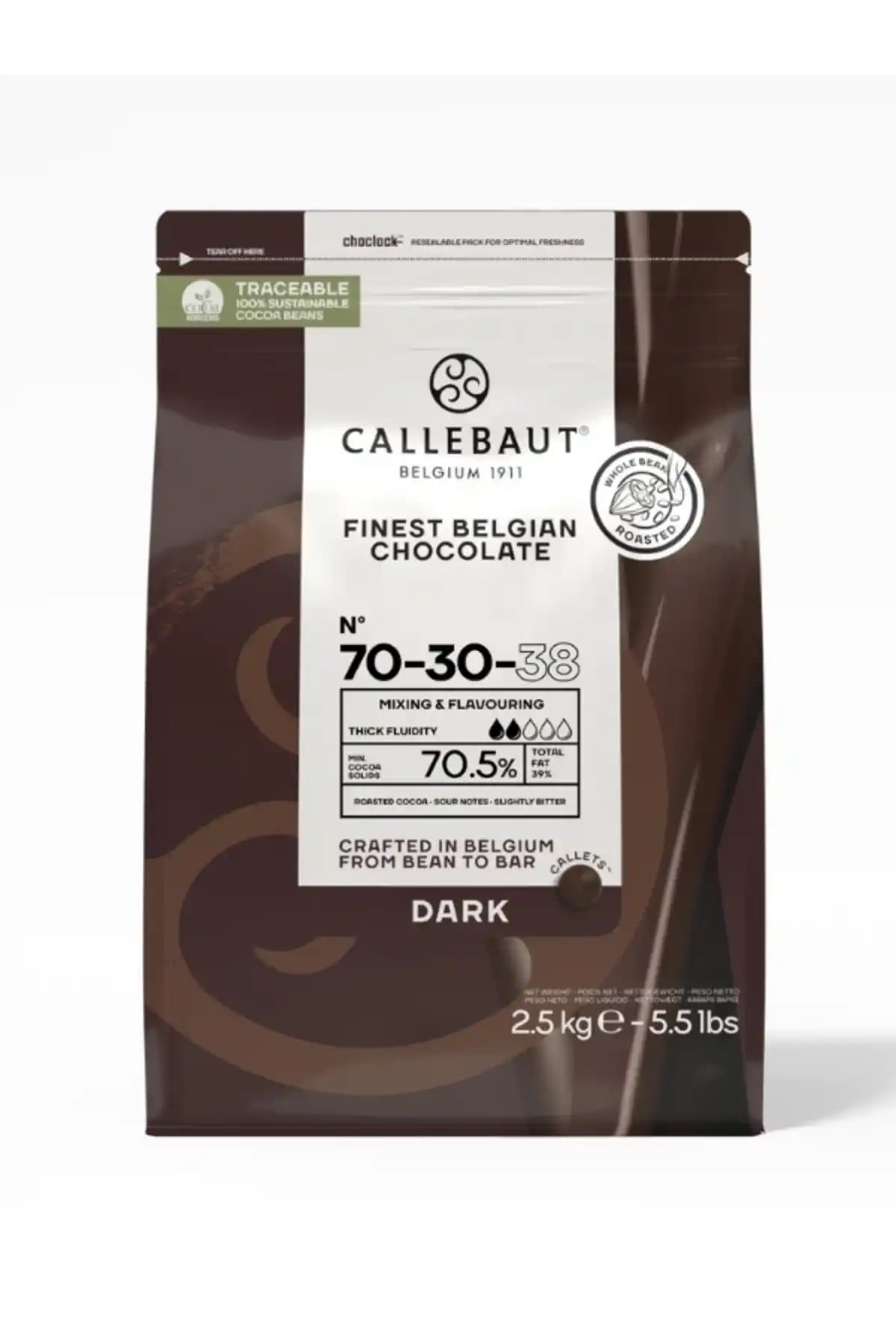 Callebaut 70-30-38 Ekstra Bitter Kuvertür Drop Çikolata: Yüksek Kakao Oranı ve Doğal İçeriklerle Profesyonel Tatlılar İçin