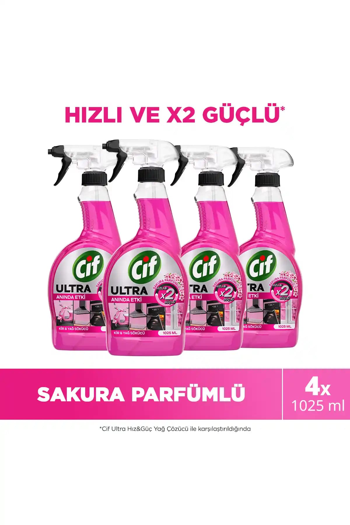 Cif Ultra Sprey Sakura Parfümlü Kir ve Yağ Sökücü Güçlü Temizlik ve Hoş Koku Sağlar