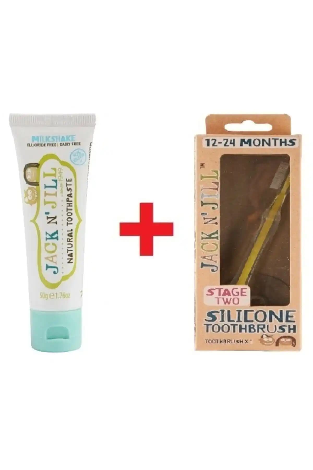 Çocuklar İçin Güvenli ve Etkili Jack N'Jill Milkshake Macun ve Silikon Diş Fırçası Seti