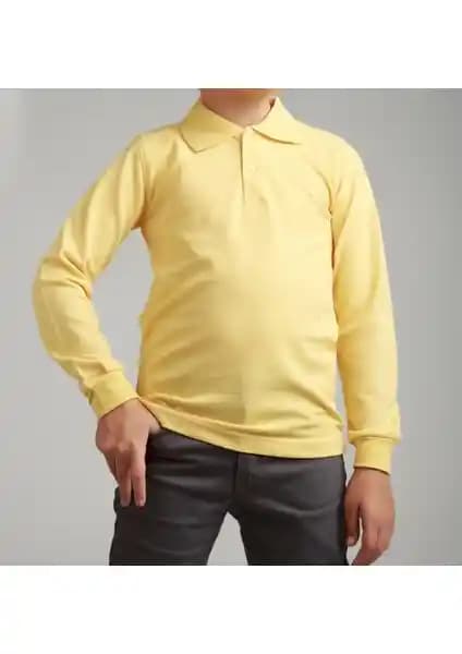 Çocuklar İçin Şık ve Rahat Polo Yaka Uzun Kollu Kırmızı T-Shirt