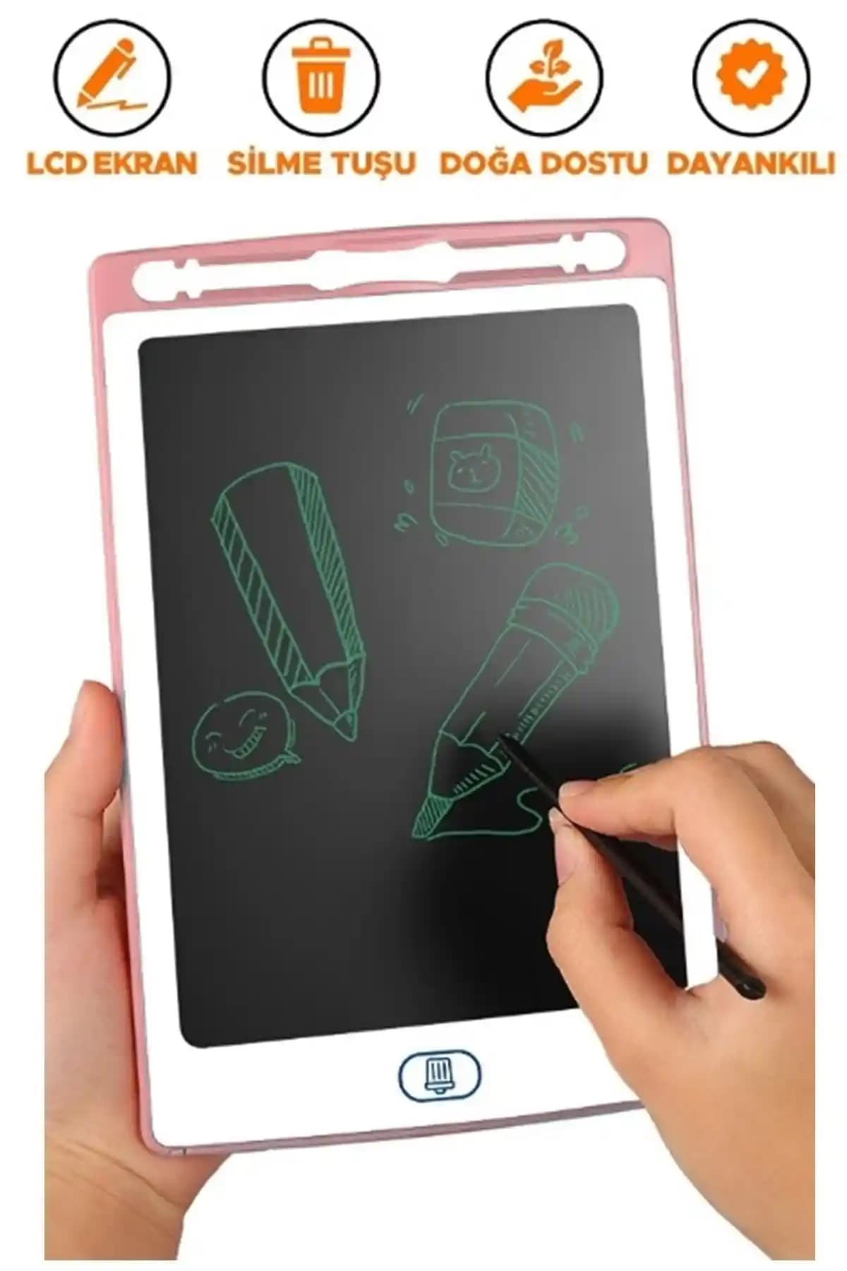Çocuklar İçin Yaratıcı ve Eğlenceli Dijital Çizim Tableti 8.5 İnç Pembe Renkli