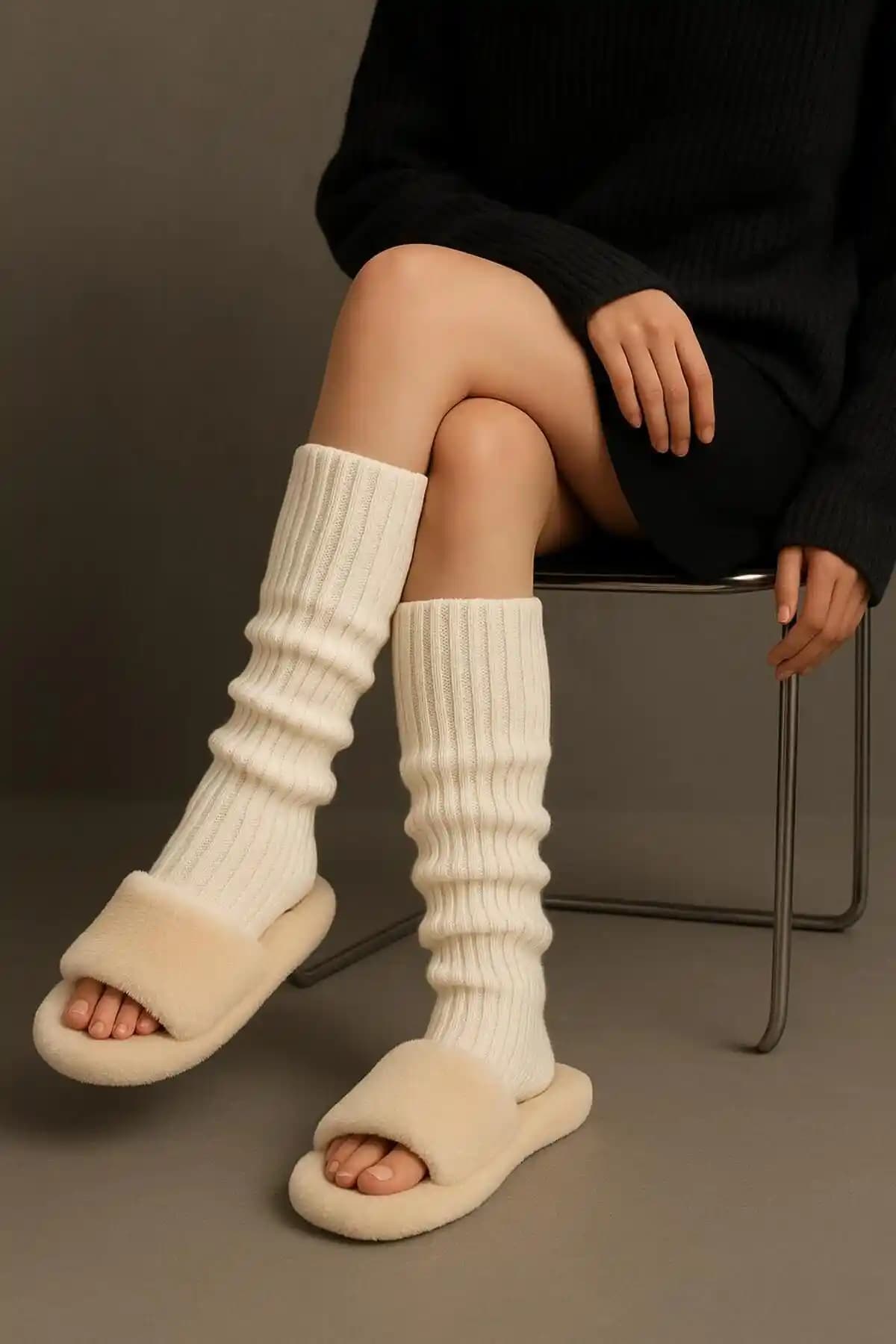 COTAS %100 Akrilik Premium Triko Örgü Ayak Isıtıcı Tozluk Ekru Ürün Tanıtımı ve Özellikleri