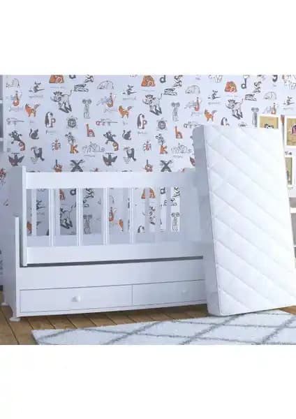 Decorfine Ahşap Sallanır Çift Çekmeceli Bebek Beşiği Güvenli ve Estetik Uyku Alanı