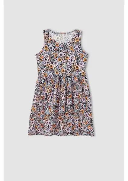 DeFacto Kız Çocuk Yazlık Çiçek Desenli Pamuklu Elbise Rahat ve Şık Tasarım