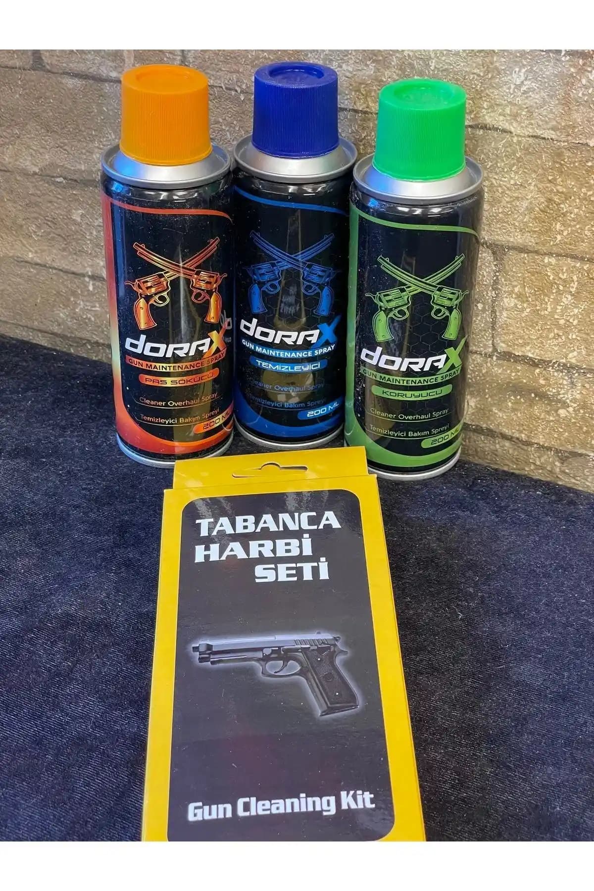 DORAX 4 Lü Tabanca Temizleme Seti Paslanma Önleyici ve Çok Yönlü Silah Bakım Çözümü