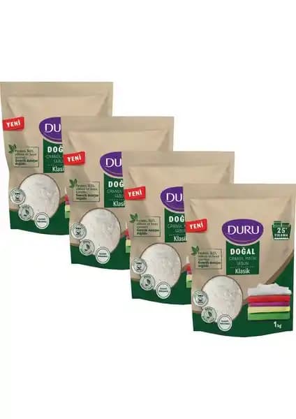 Duru Doğal Granül Matik Sabun Klasik 1kg x 4'lü - Çevre Dostu ve Yüksek Performanslı Çamaşır Sabunu