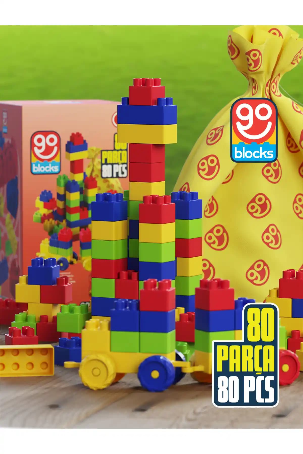 Go Toys Go Blocks 80 Parça Yapı Blok Seti: Çocukların Yaratıcılığını ve Motor Becerilerini Geliştiren Güvenli Oyuncak