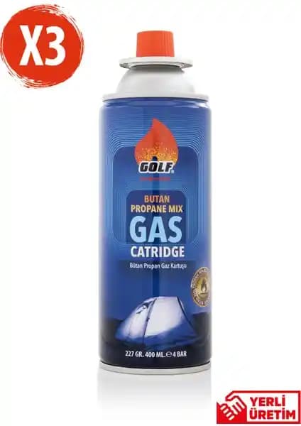 Golf Bütan Propan Gaz Kartuşu 227G 3'lü, Çok Yönlü ve Güvenilir Kullanım İçin Uygun