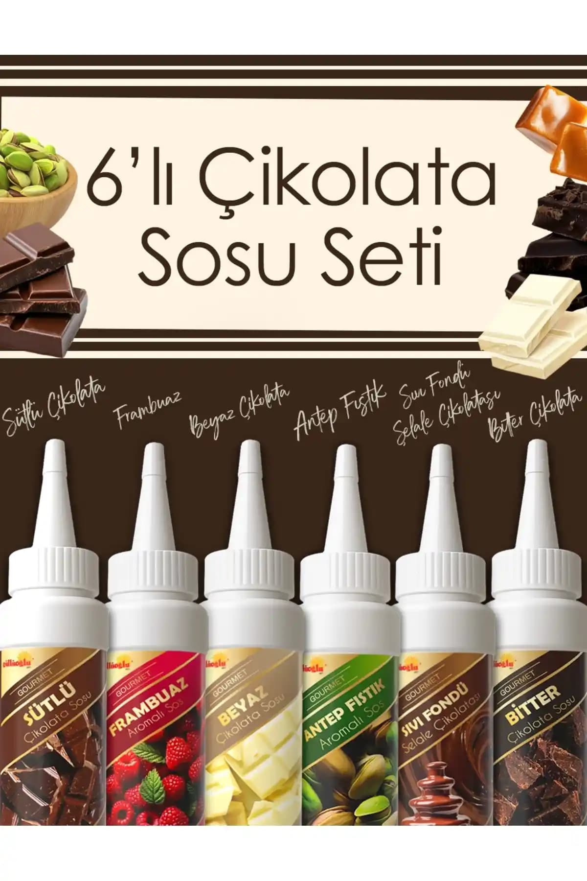 Güllüoğlu 6'lı Çikolata Sosu Seti: Tatlılarınızı Zenginleştiren Lezzetler