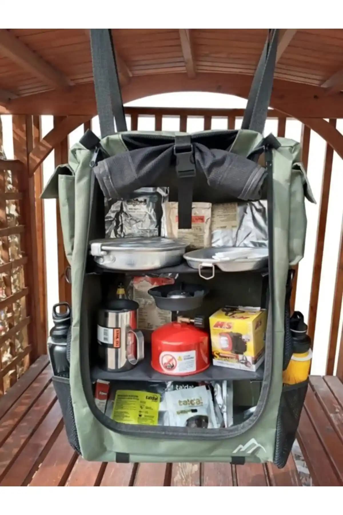 Haki Taşıma Çantalı Outdoor Mutfak Çantası Doğa ve Kamp Aktiviteleri İçin Çok Fonksiyonlu Çözüm