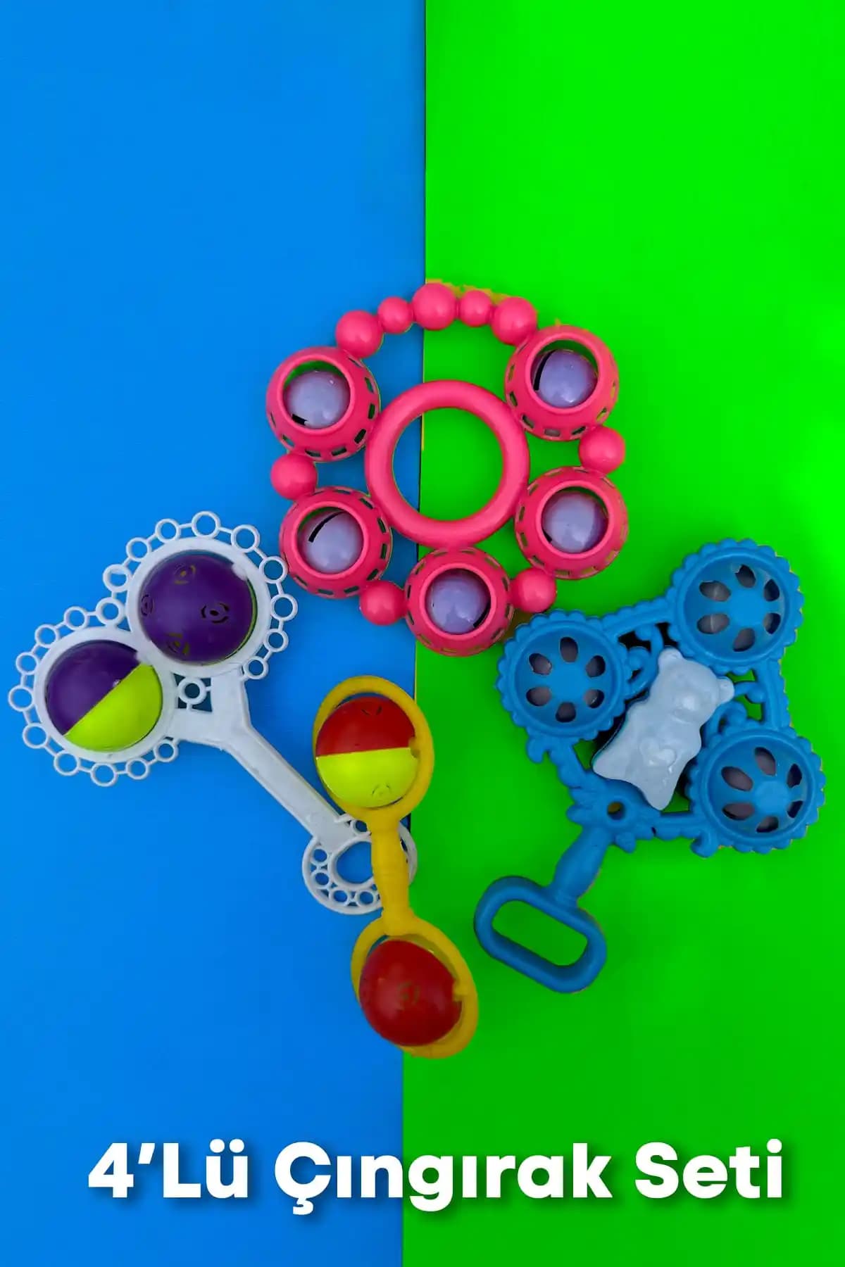 Hon 4 Lü Bebek Çıngırak Seti: Güvenli ve Eğlenceli Motor Gelişimi İçin Uygun