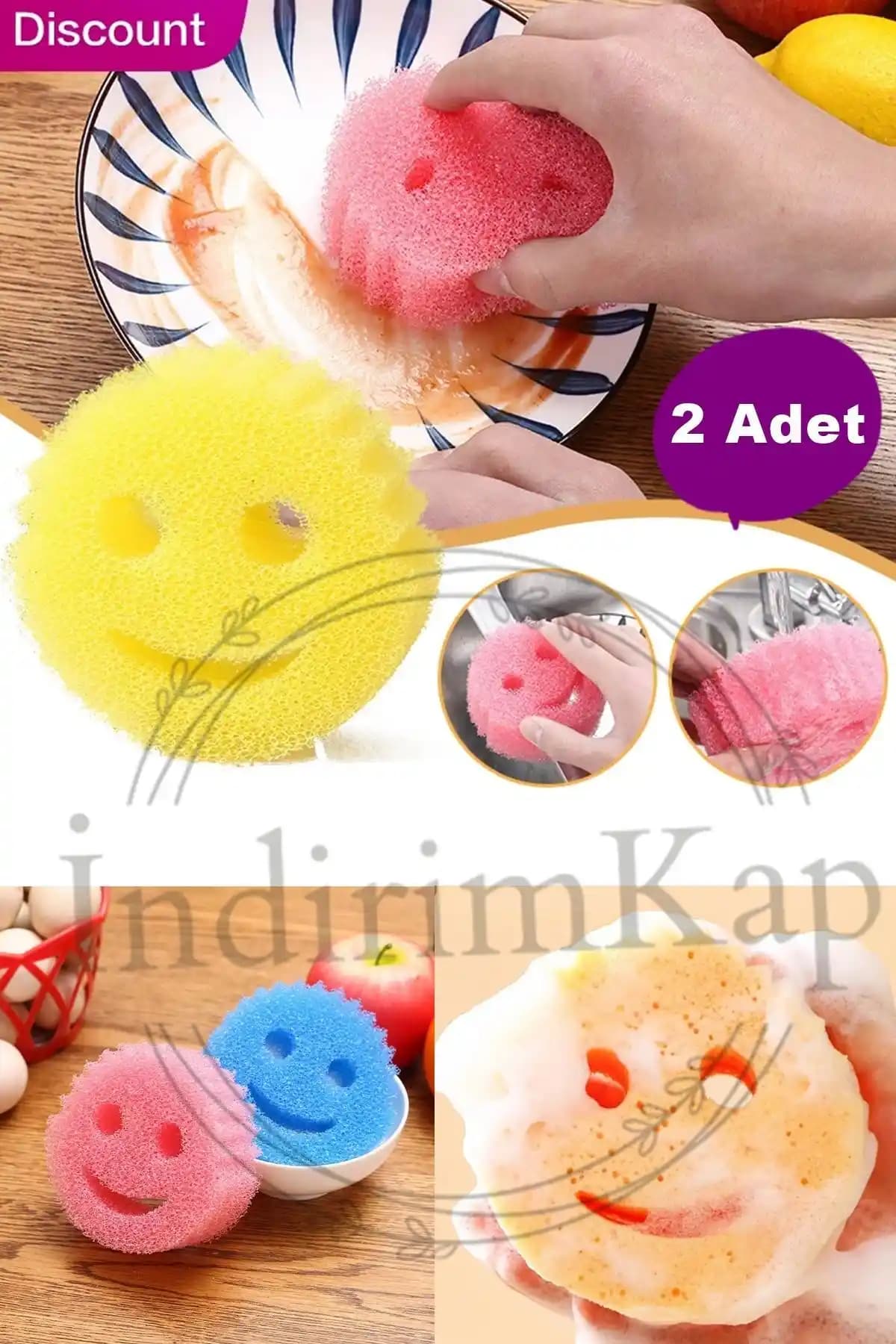 İndirimKap Sihirli Gülen Yüz Şekilli Bulaşık Süngeri ile Mutfakta Güçlü Temizlik Çözümü