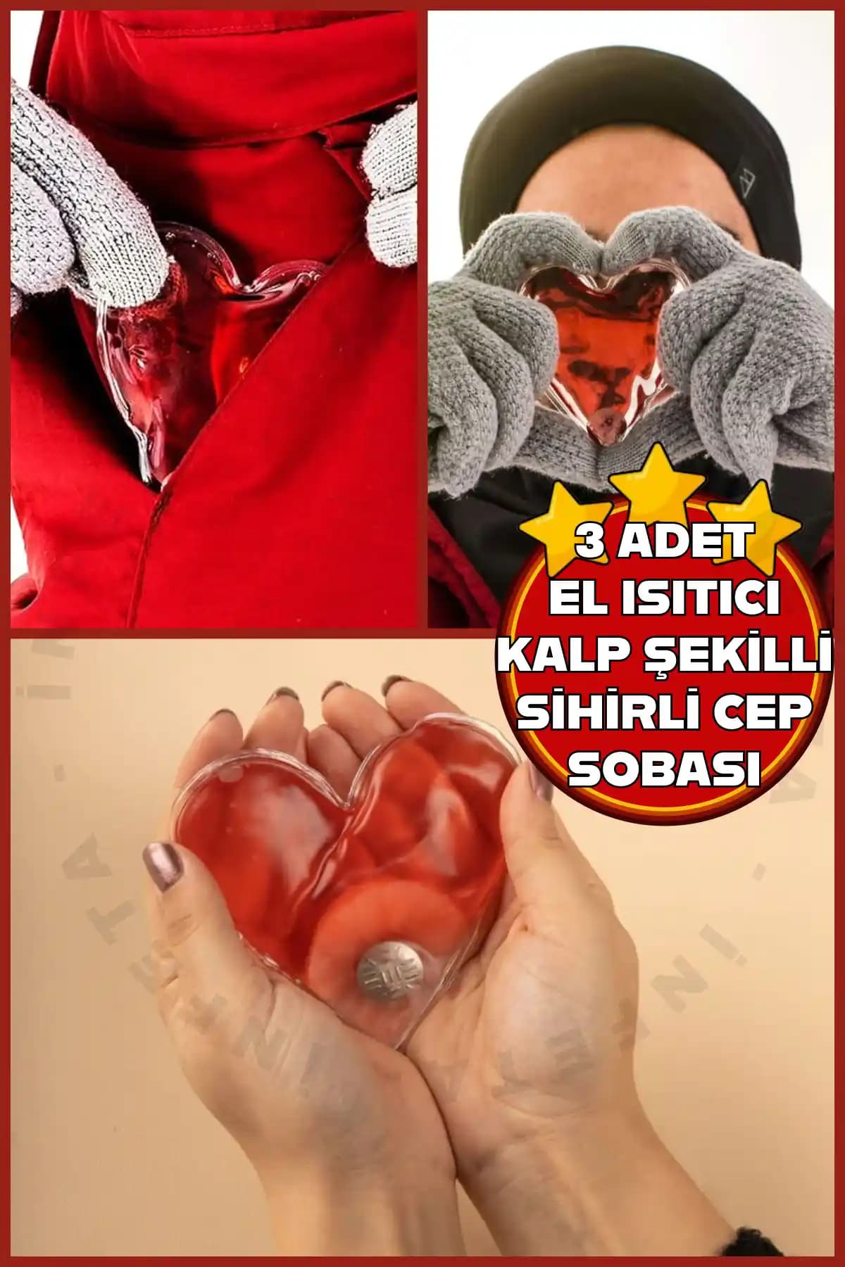 İnfeta Kalp Şeklinde Jel Avcı Balıkçı Dağcı El Isıtıcıları Pratik ve Yeniden Kullanılabilir