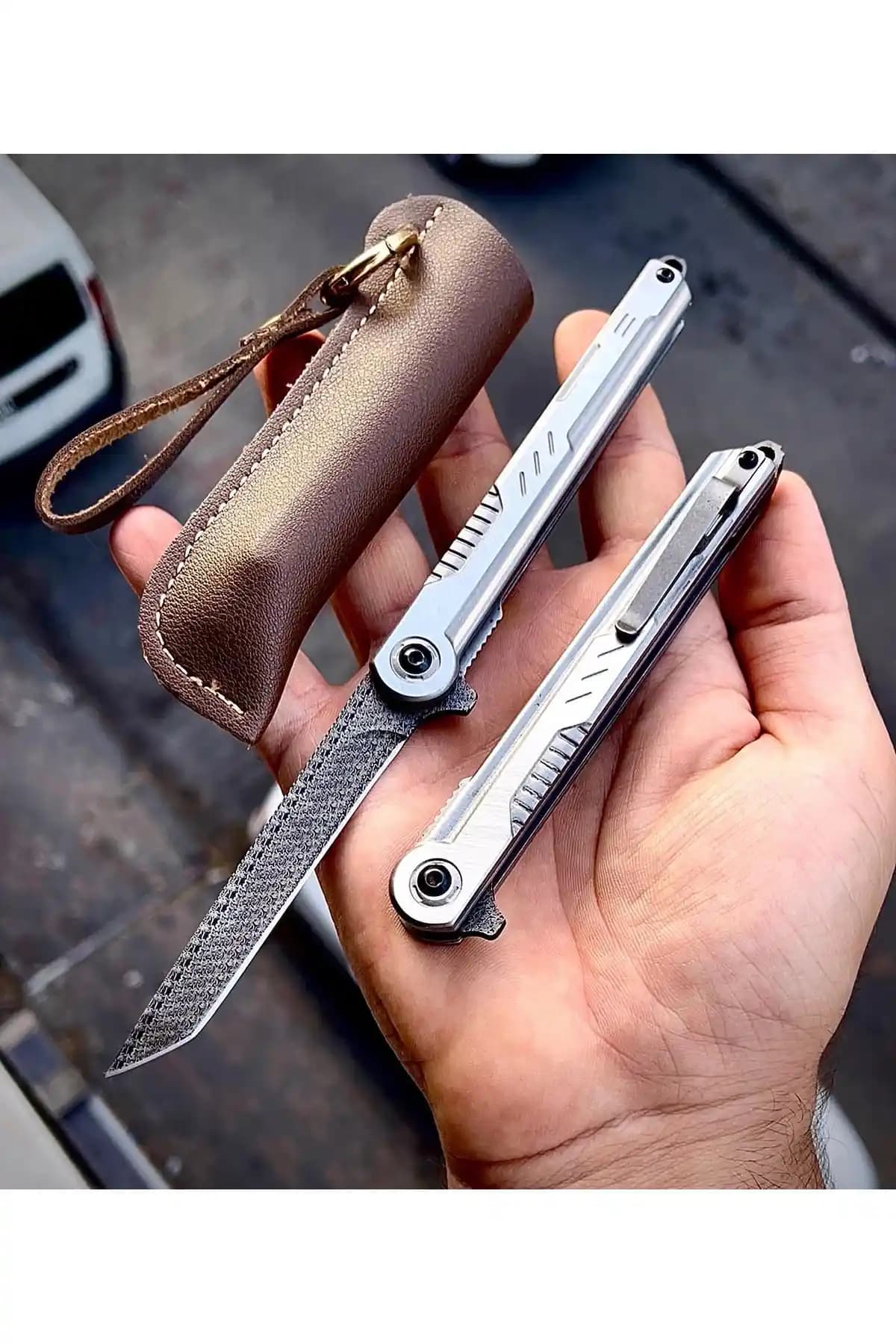 John Connely M390 Damaskus Desenli İnce Cep Çakısı: Şık ve Pratik Kullanım İçin Ideal