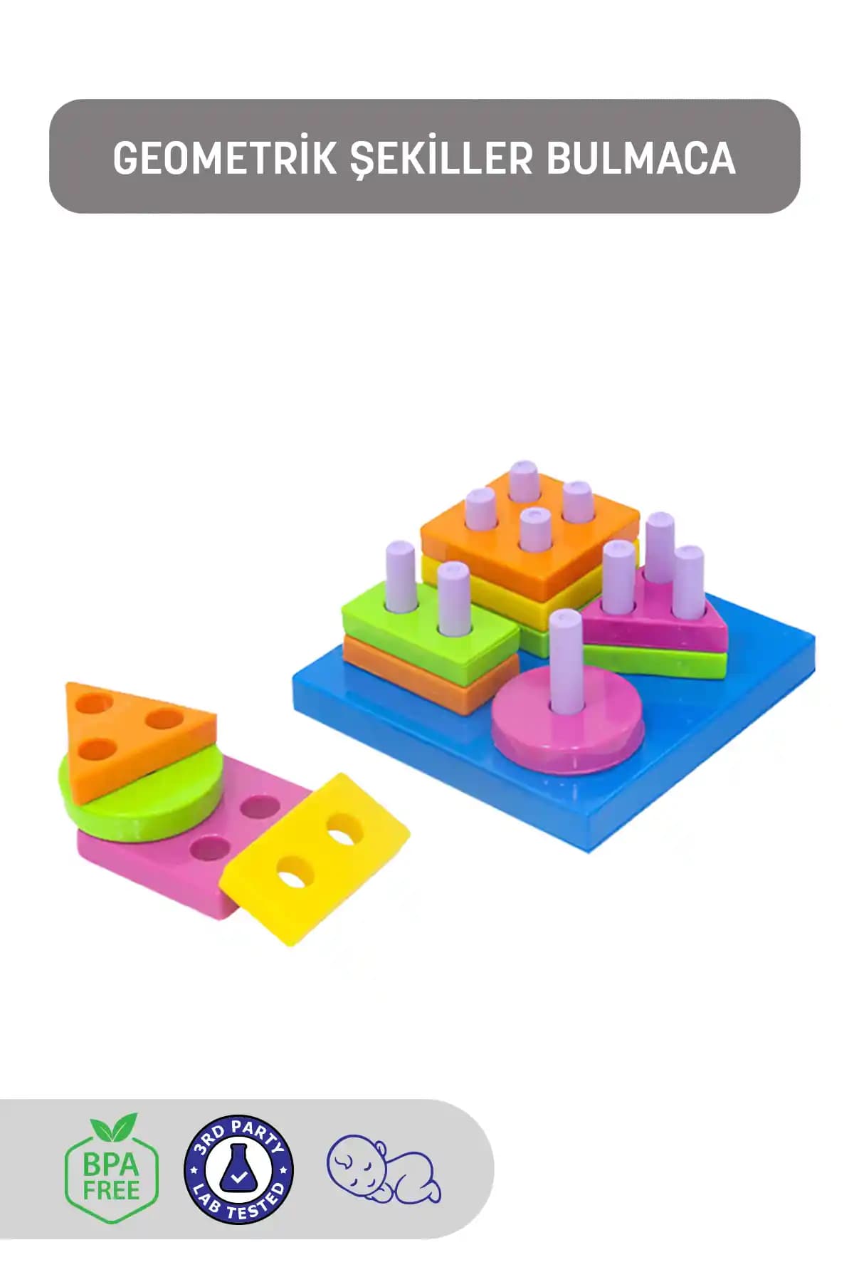 Kiki Geometrik Şekiller Bulmaca Çocuklar İçin Eğitici ve Eğlenceli Gelişim Oyunu