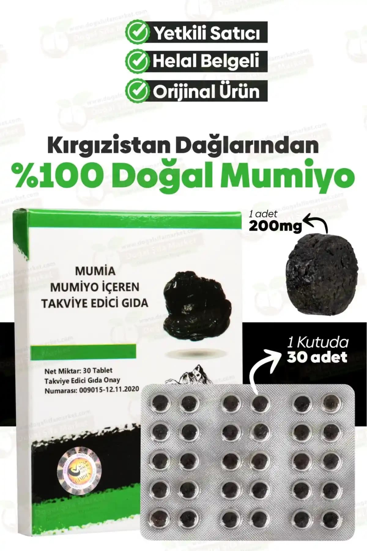 Kırgızistan Menşeli %100 Saf Mumiyo Tabletleri Sağlıklı Yaşam İçin Güvenilir Takviye