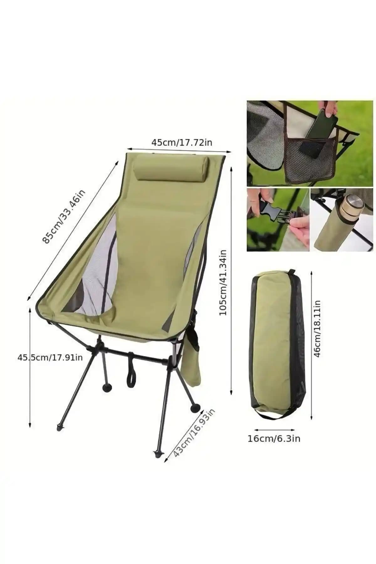 KOÇTAŞ Ordu Yeşili Delüks Pratik Kamp Sandalyesi Dayanıklı ve Katlanabilir Doğa Oturma Çözümü