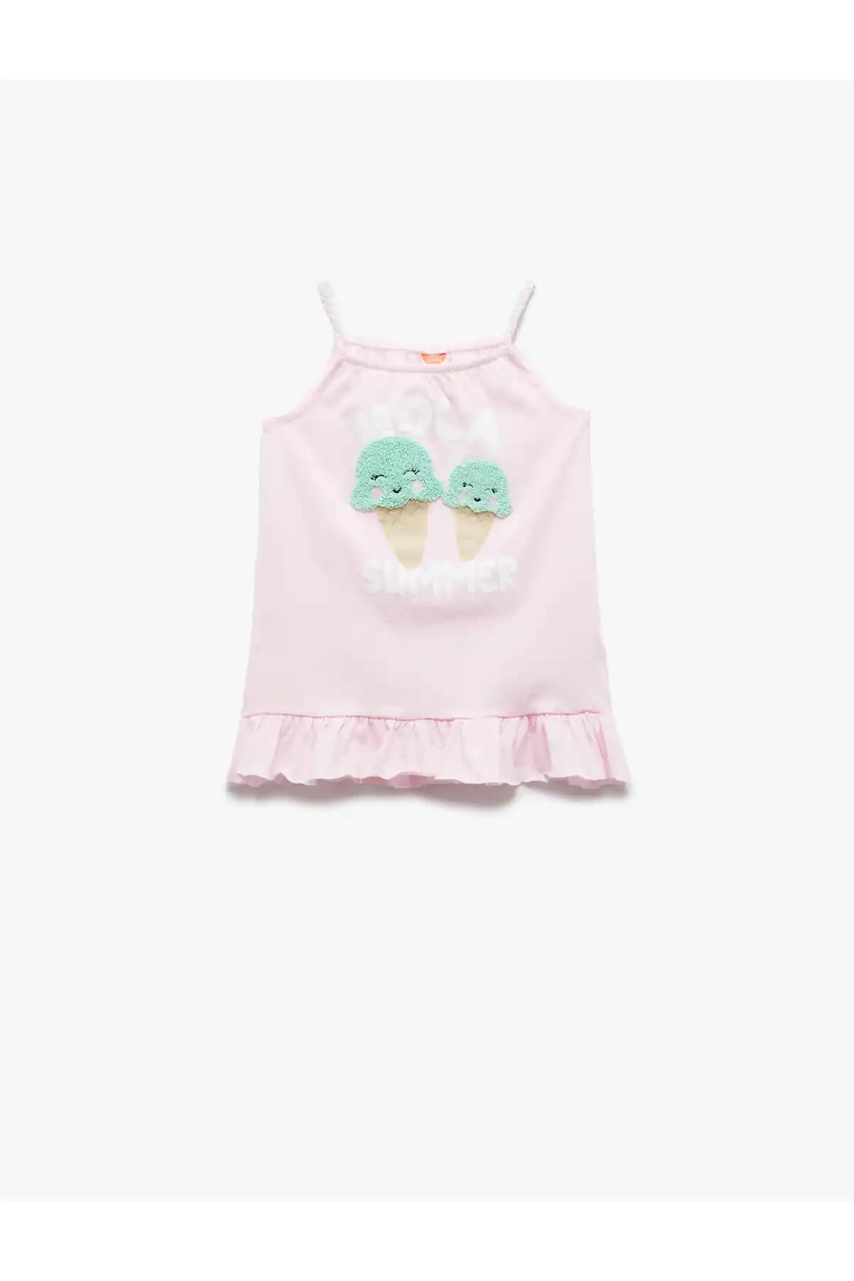 Koton Pamuklu Askılı Fırfır Detaylı Baskılı Yazlık Elbise Kadın Giyim