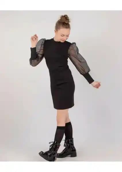 Liyavera Siyah Karpuz Kol Elbise Genç Kızlar İçin Şık ve Rahat Tasarım